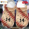 Personalized Number Vintage Baseball Leather Crocs Classic Clog Shoes