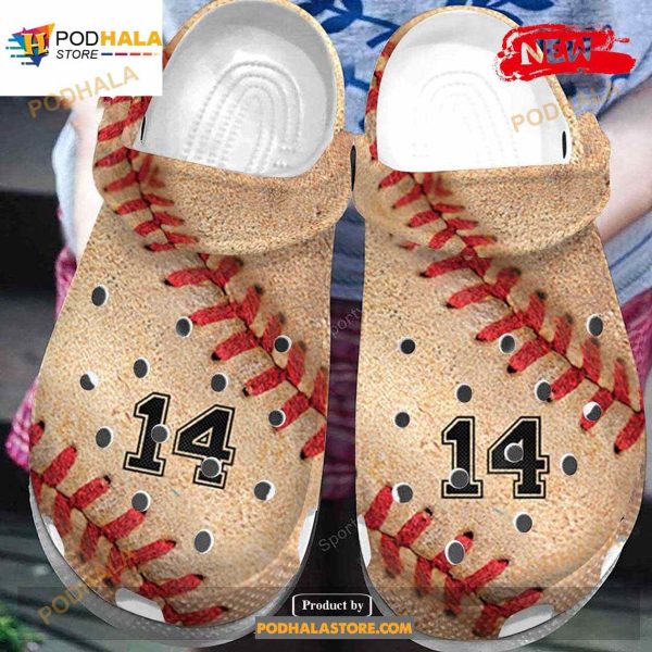 Personalized Number Vintage Baseball Leather Crocs Classic Clog Shoes