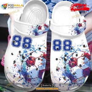 Personalized Number Watercolor Soccer Ball Crocs Classic Clog Shoes