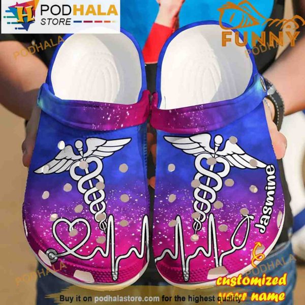 Personalized Nurse Symbol 3D Crocs, Funny Crocs