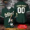 Personalized Oakland Athletics Mickey Mouse 3D Baseball Jersey - Dark Green