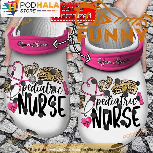Personalized Pediatric Nurse Leopard 3D Crocs Classic Clog
