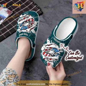 Personalized Philadelphia Eagles Football Ripped American Flag Crocs Clog Shoes 2