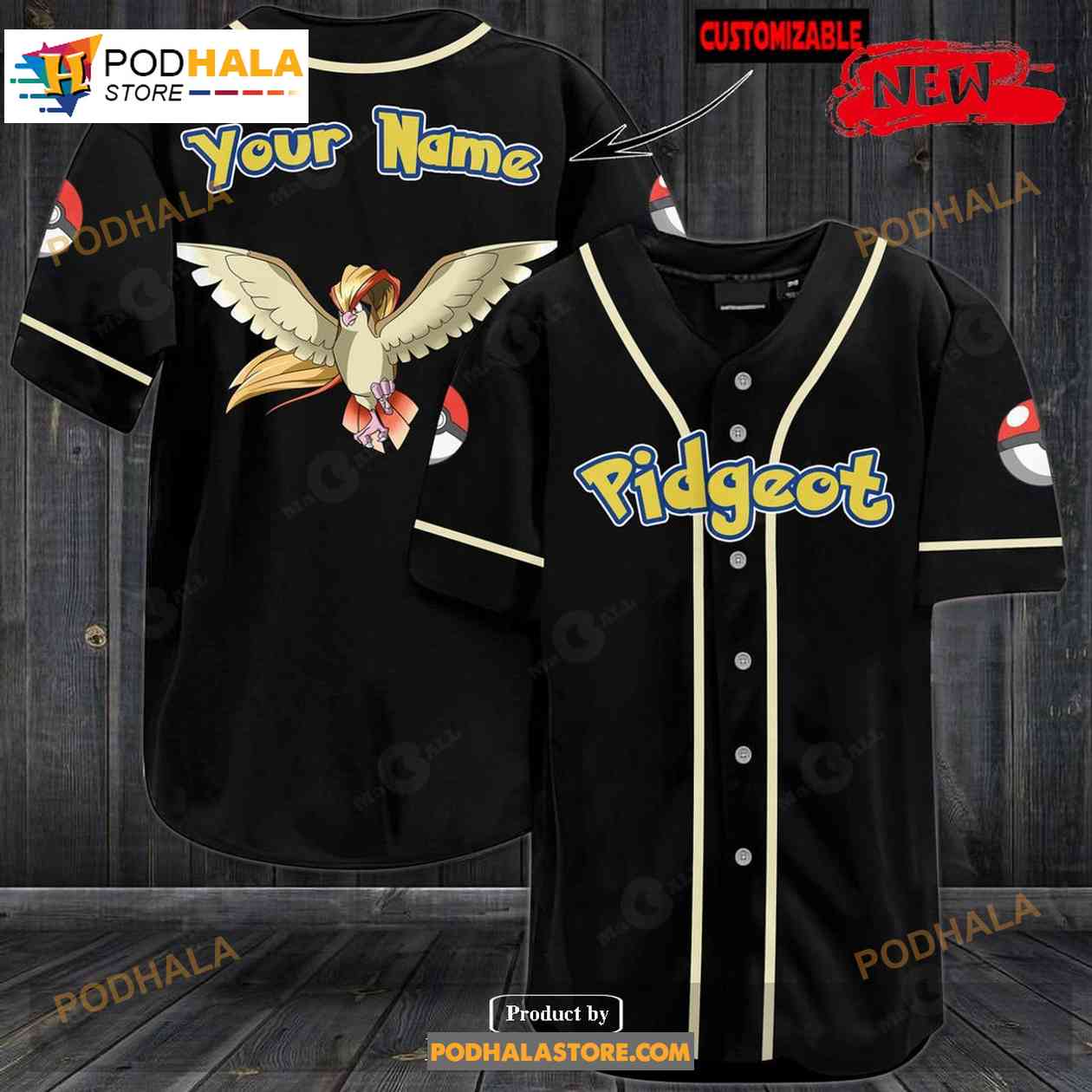 Personalized Pidgeot Black Design Baseball Jersey - Bring Your Ideas,  Thoughts And Imaginations Into Reality Today