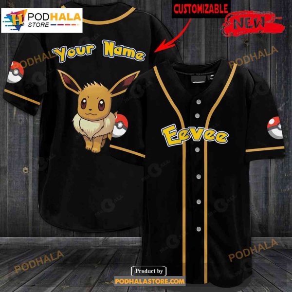 Personalized Pkm Eevee Black Design Baseball Jersey