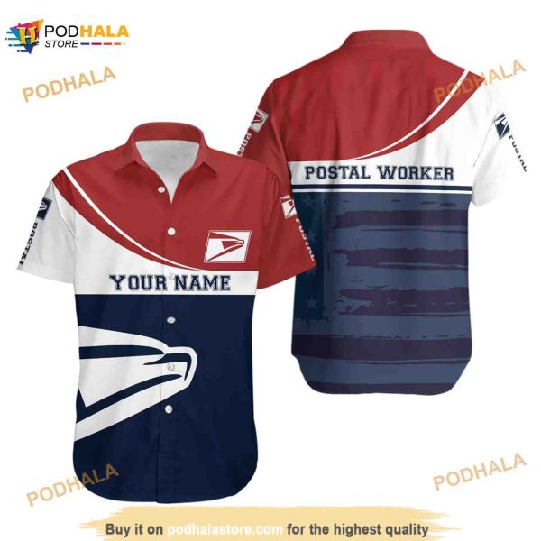 Personalized Postal Worker Hawaiian Shirt, Postal Worker Logo Hawaii Shirt