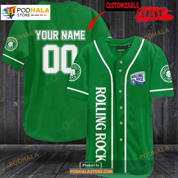 Personalized Rolling Rock All Over Print Green Baseball Jersey