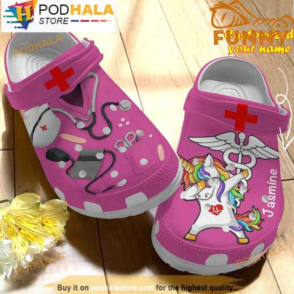 Personalized Scrubs For Nurses And Unicorn Pink 3D Crocs
