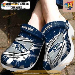 Personalized Seattle Seahawks Football Ripped Claw Crocs Clog Shoes Comfortable For Women Men