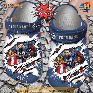 Personalized Seattle Seahawks Mascot Ripped Flag Crocs Clog Shoes
