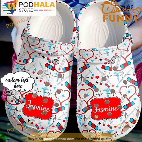 Personalized Stethoscope Nurse 3D Crocs, Funny Crocs