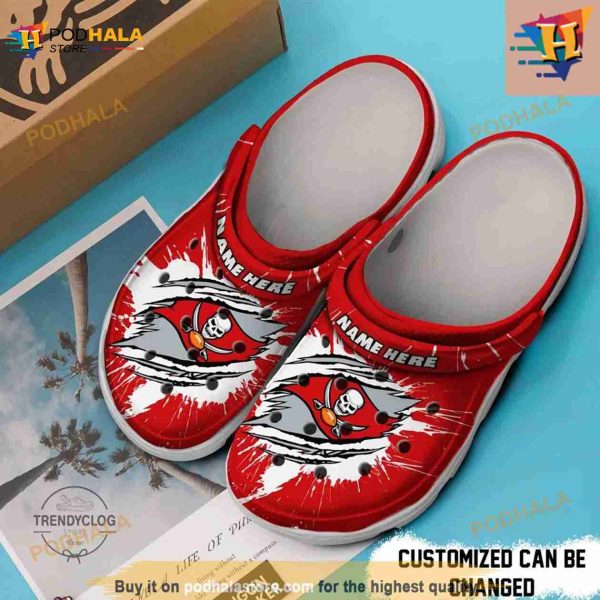 Personalized Tampa Bay Buccaneers Football Ripped Claw Crocs Clog Shoes