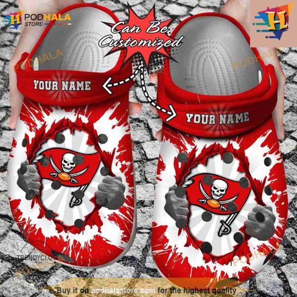 Personalized Tampa Bay Buccaneers Hands Ripping Light Crocs Clog Shoes