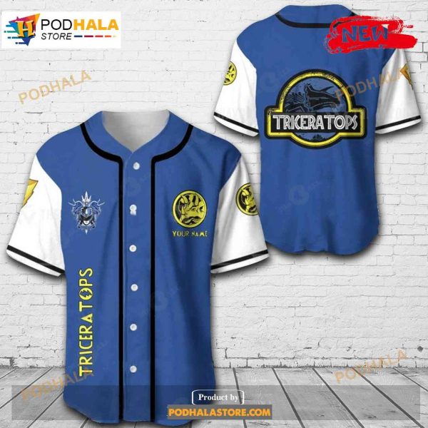Personalized Triceratops Power Rangers All Over Print Unisex Special Design Baseball Jersey
