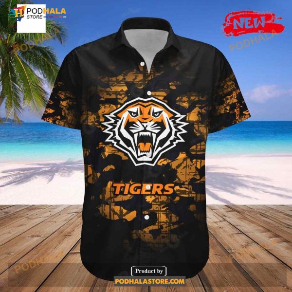 Personalized Wests Tigers NCAA Camouflage Vintage, NRL Funny Hawaiian Shirt