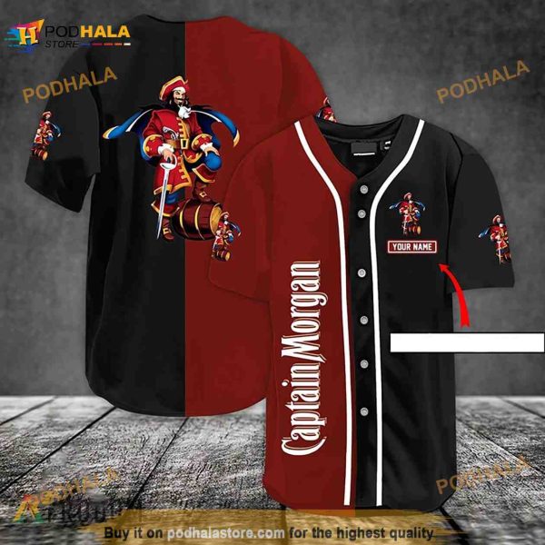 Personalized White Logo Captain Morgan 3D Baseball Jersey