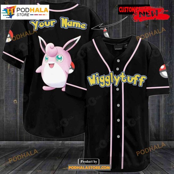 Personalized Wigglytuff Black Pokemon Baseball Jersey
