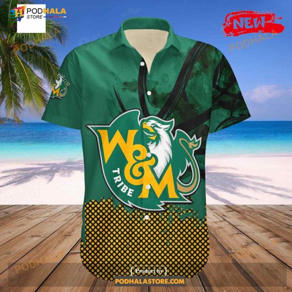 Personalized William and Mary Tribe NCAA Basketball Net Grunge Pattern Funny Hawaiian Shirt