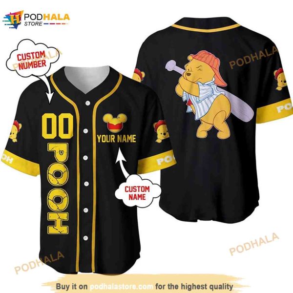 Personalized Winnie The Pooh Playing Baseball 3D Baseball Jersey
