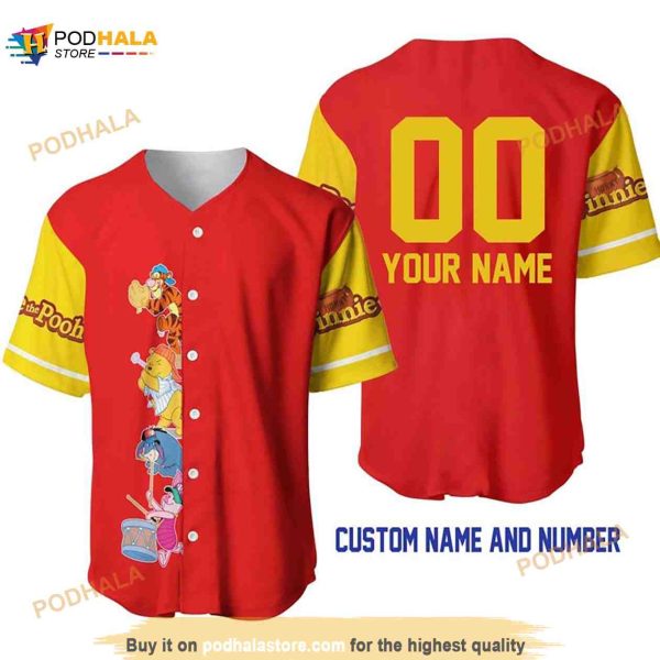 Personalized Winnie The Pooh Team All Over Print 3D Baseball Jersey