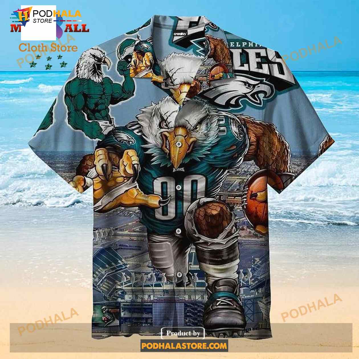 Philadelphia Eagles Button-Down Shirts Hawaiian Beach Shirts