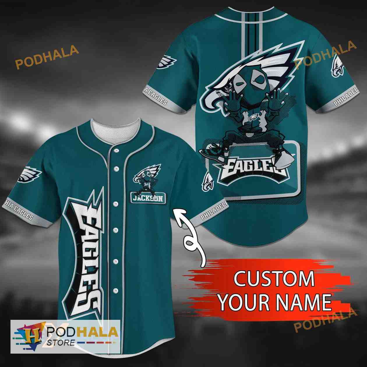 Philadelphia Eagles NFL Custom Name 3D Baseball Jersey Shirt