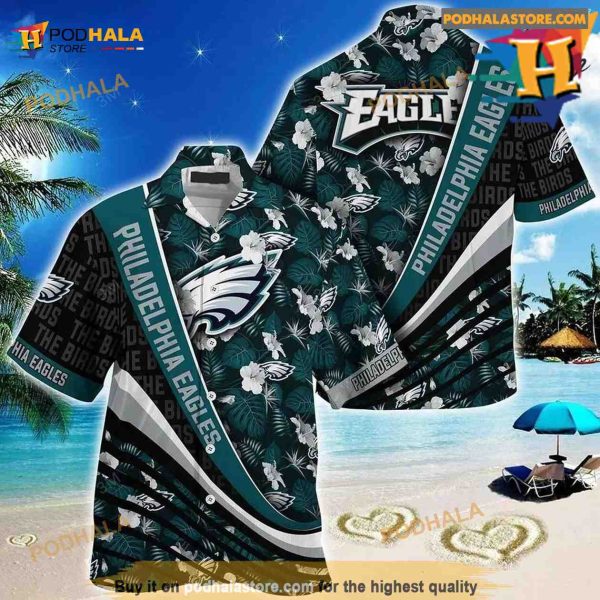 Philadelphia Eagles NFL Football With Tropical Flower Pattern Hawaiian Shirt