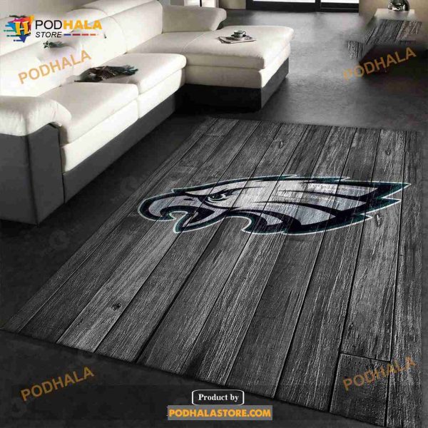 Philadelphia Eagles NFL Team Grey Wooden Style Style Nice Gift Home Decor Rectangle Area Rug