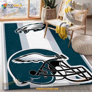 Philadelphia Eagles NFL Team Helmet Rug, Home Decor Rectangle Area Rug
