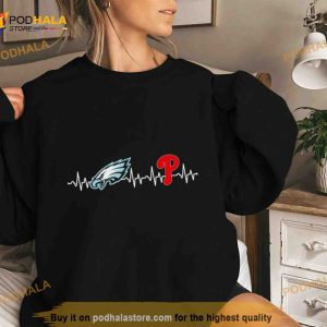 Philadelphia Eagles Vs Philadelphia Phillies Heartbeat 2023 Shirt 3