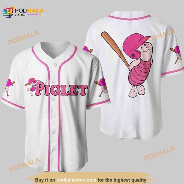Piglet The Catcher Winnie The Pooh Disney Cartoon Unisex 3D Baseball Jersey