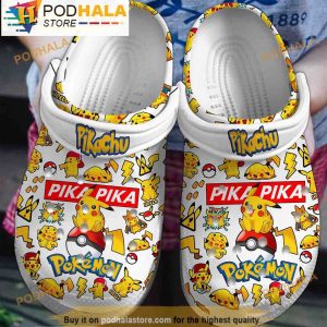 Pika Pika White Pikachu 3D Clog Slippers, Funny Clog