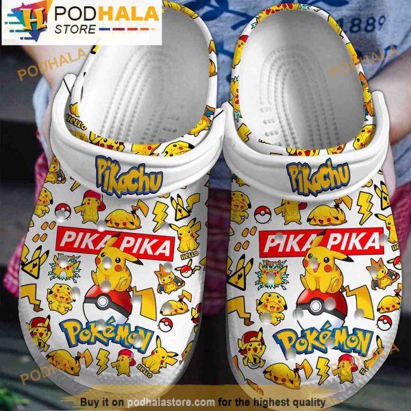 Pika Pika White Pikachu 3D Clog Slippers, Funny Clog