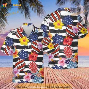 Pineapple Funny Hawaiian Shirt, Patriotic Pineapple Hawaiian Aloha Beach Shirt