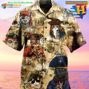 Pirate Cat Hawaiian Shirt, Funny Cat Hawaii Shirt