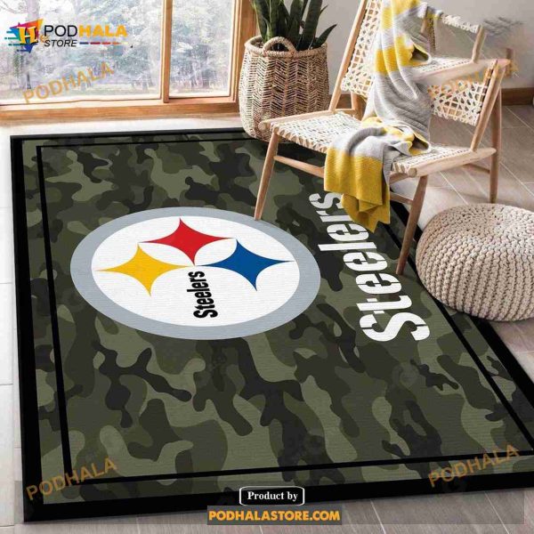 Pittsburgh Steelers NFL Team Camo Style Nice Gift Home Decor Rectangle Area Rug