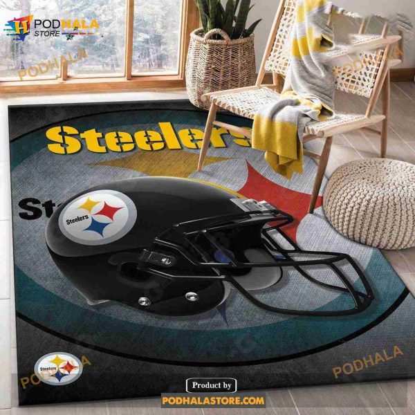 Pittsburgh Steelers NFL Team Helmet Style Nice Gift Home Decor Rectangle Area Rug