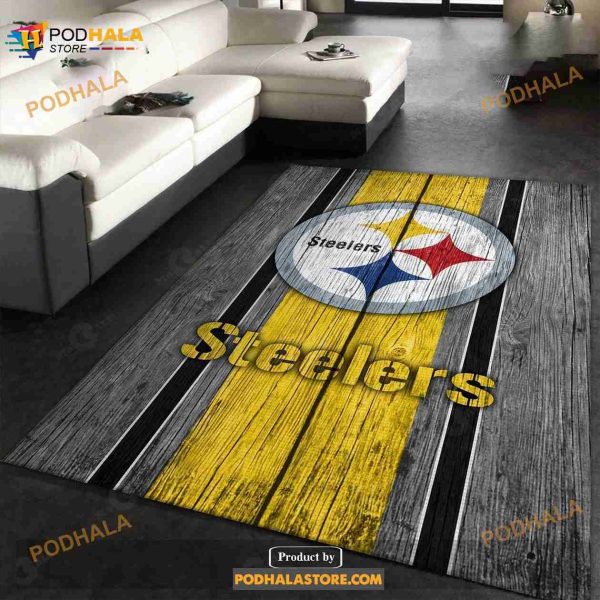Pittsburgh Steelers NFL Team Wooden Style Nice Gift Home Decor Rectangle Area Rug