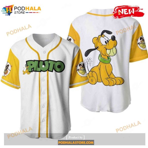 Pluto Dog Disney Cartoon Graphics All Over Print Unisex Baseball Jersey Yellow