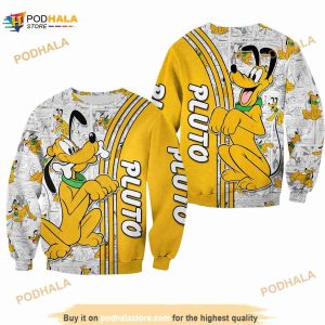 Pluto Dog Yellow Comic Book Patterns Disney 3D Sweater