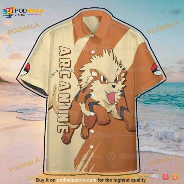 Pokemon Arcanine Funny 3D Hawaiian Shirt