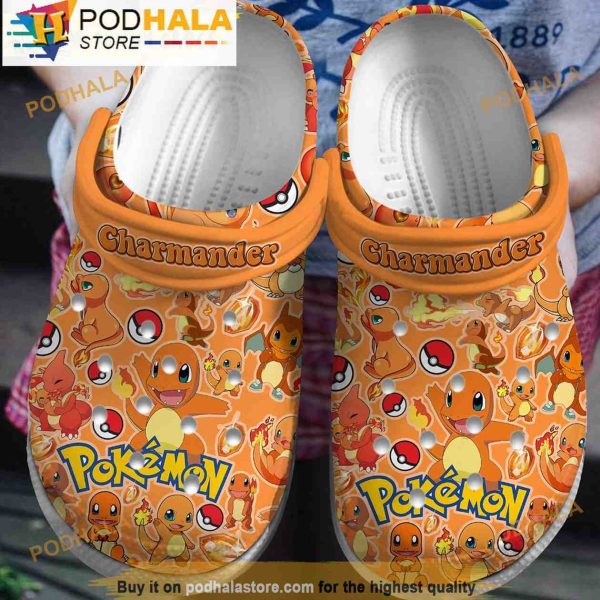 Pokemon Chamander Pattern Orange 3D Crocs Clog Shoes, Funny Crocs