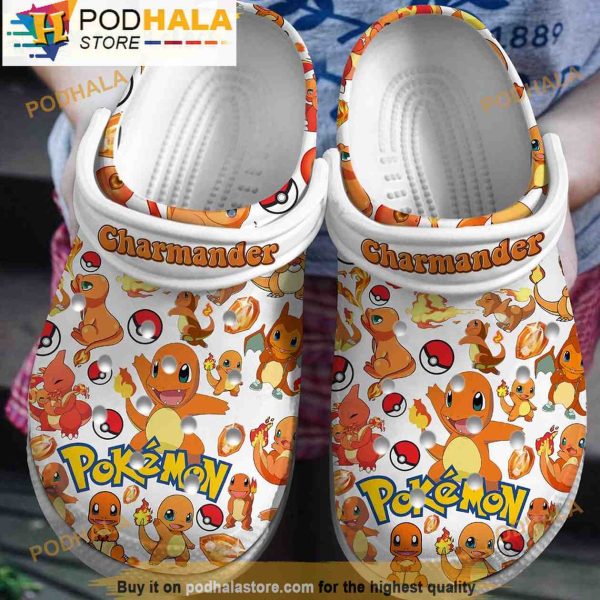 Pokemon Chamander Pattern White 3D Clog Shoes