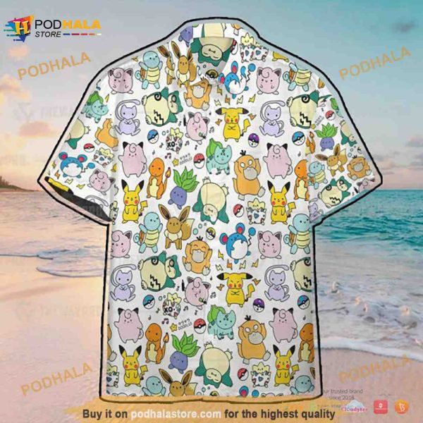 Pokemon Cute Poke Seamless Pattern Funny 3D Hawaiian Shirt