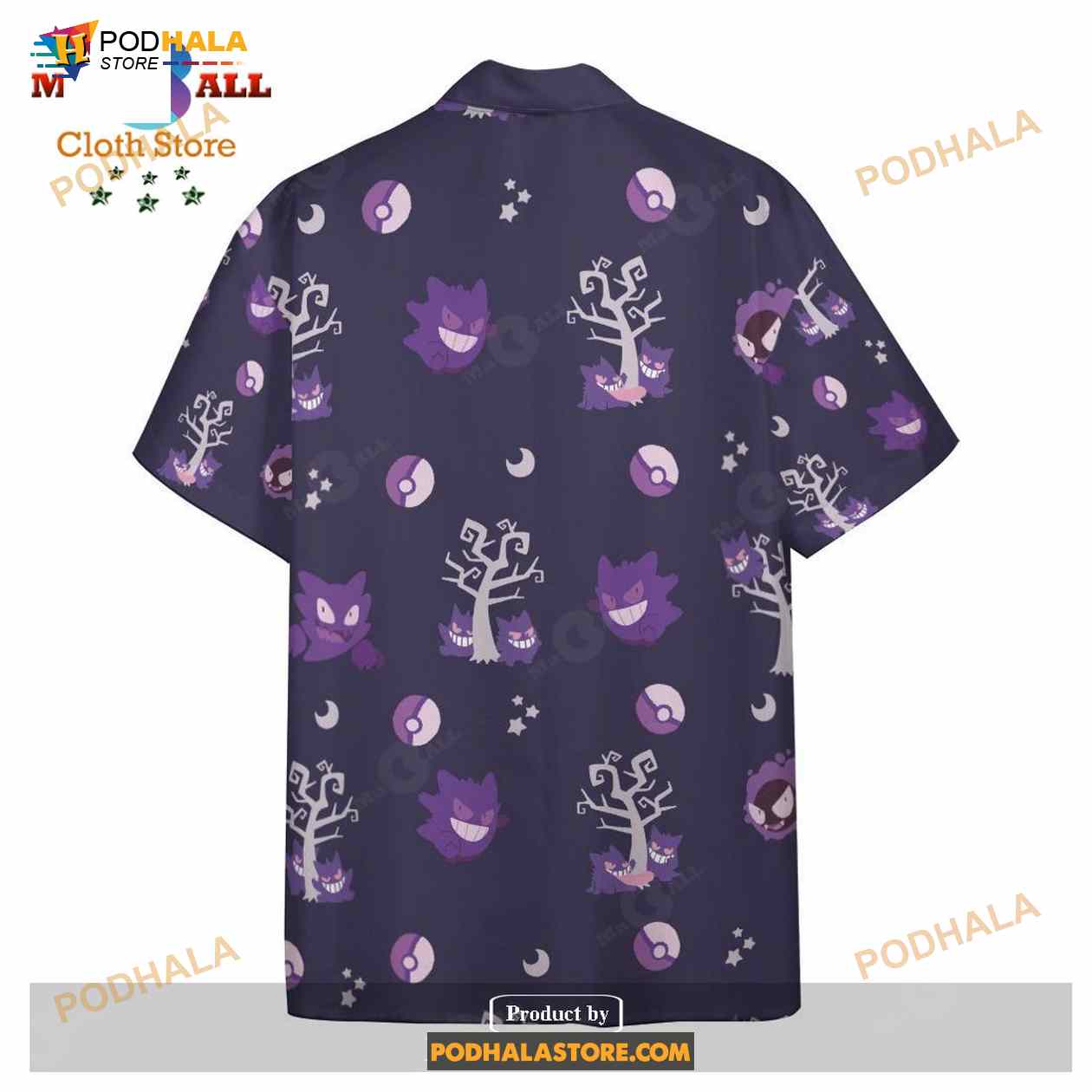 Pokemon Gengar Evolution Purple Pokemon Funny Hawaiian Shirt Pokemon Gengar Evolution Purple Pokemon Funny Hawaiian Shirt