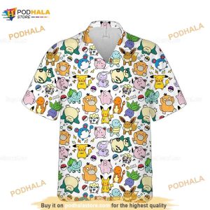 Pokemon Hawaiian Shirt, Pokemon Shirt, Button Up Shirt, Pokemon Summer