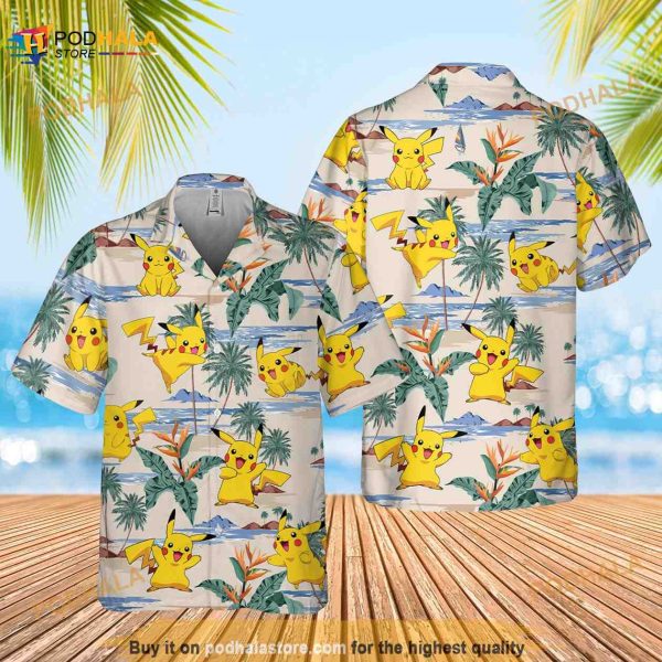 Pokemon Hawaiian Summer Shirt, Pika PKM Hawaiian Shirt