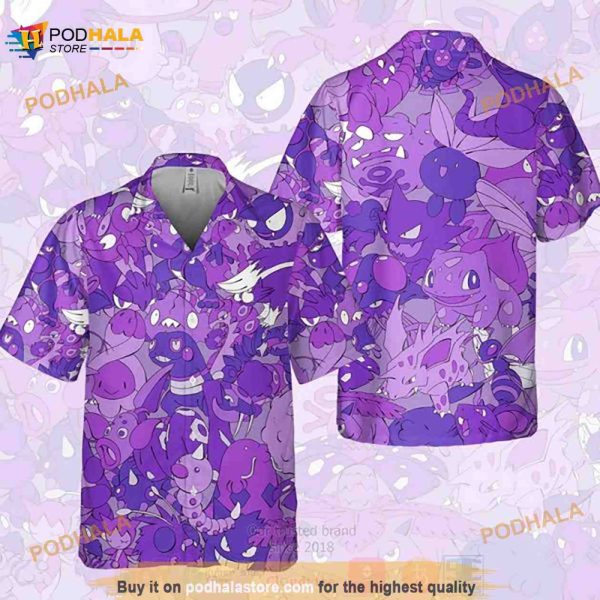 Pokemon Poison Type Funny 3D Hawaiian Shirt