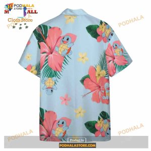 Pokemon Squirtle Tropical Flowers Pokemon Funny Hawaiian Shirt 3