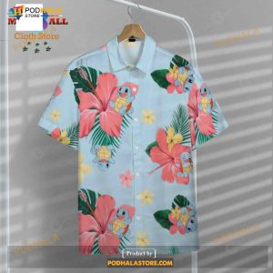 Pokemon Squirtle Tropical Flowers Pokemon Funny Hawaiian Shirt 4